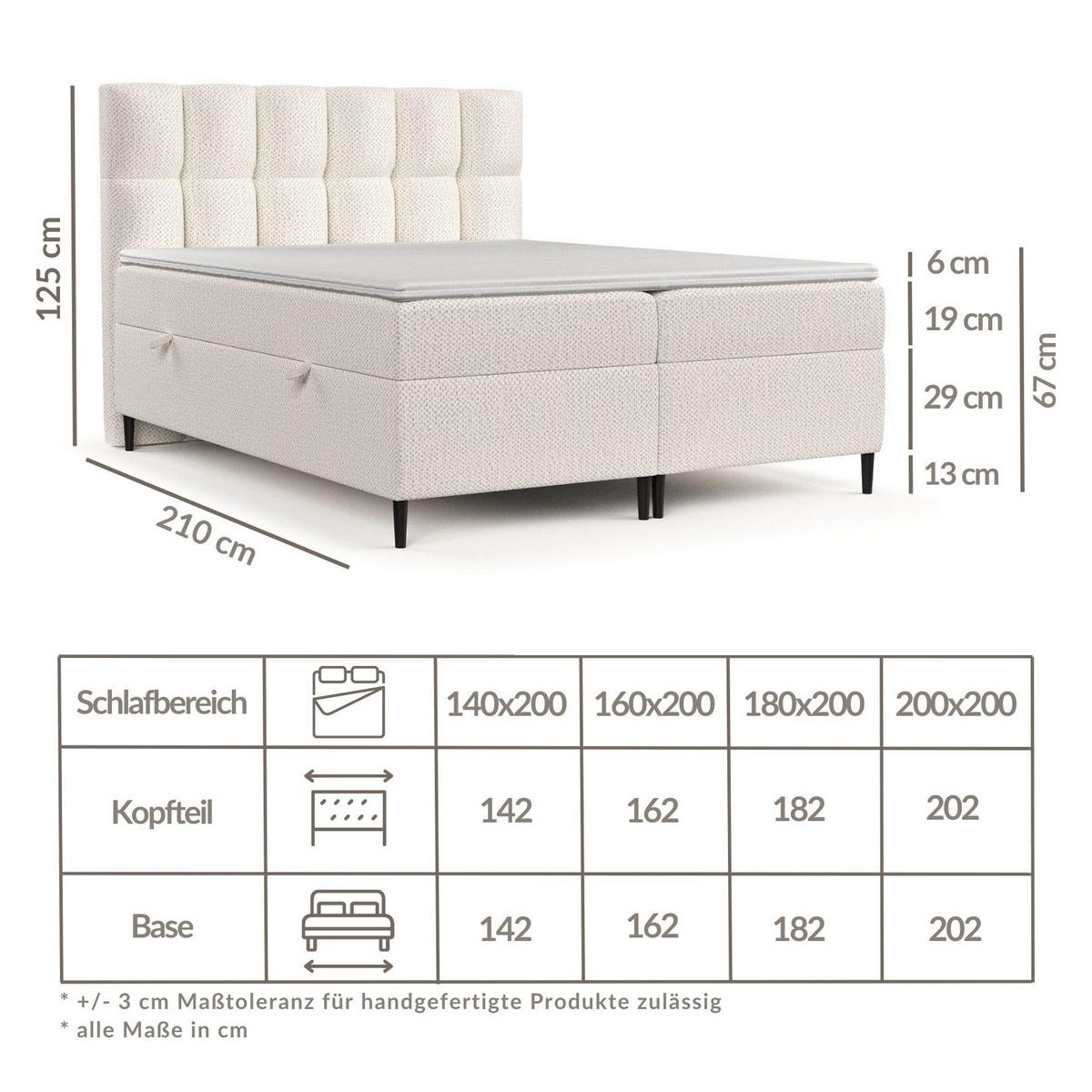 BOXBETT Ombre Grau 160/200 cm - Schwarz/Grau, Holz/Holzwerkstoff (160/200cm) - Maison de Reve