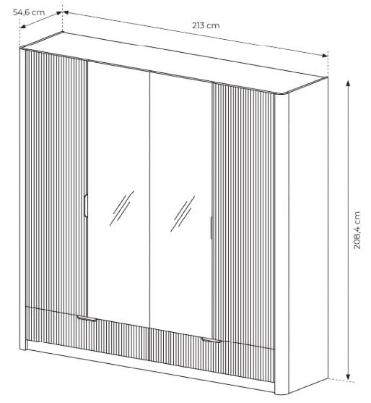 SCHRANK Beige Lena Mit Spiegel - Beige, Holzwerkstoff (213/208/54cm) - Sepro Meble
