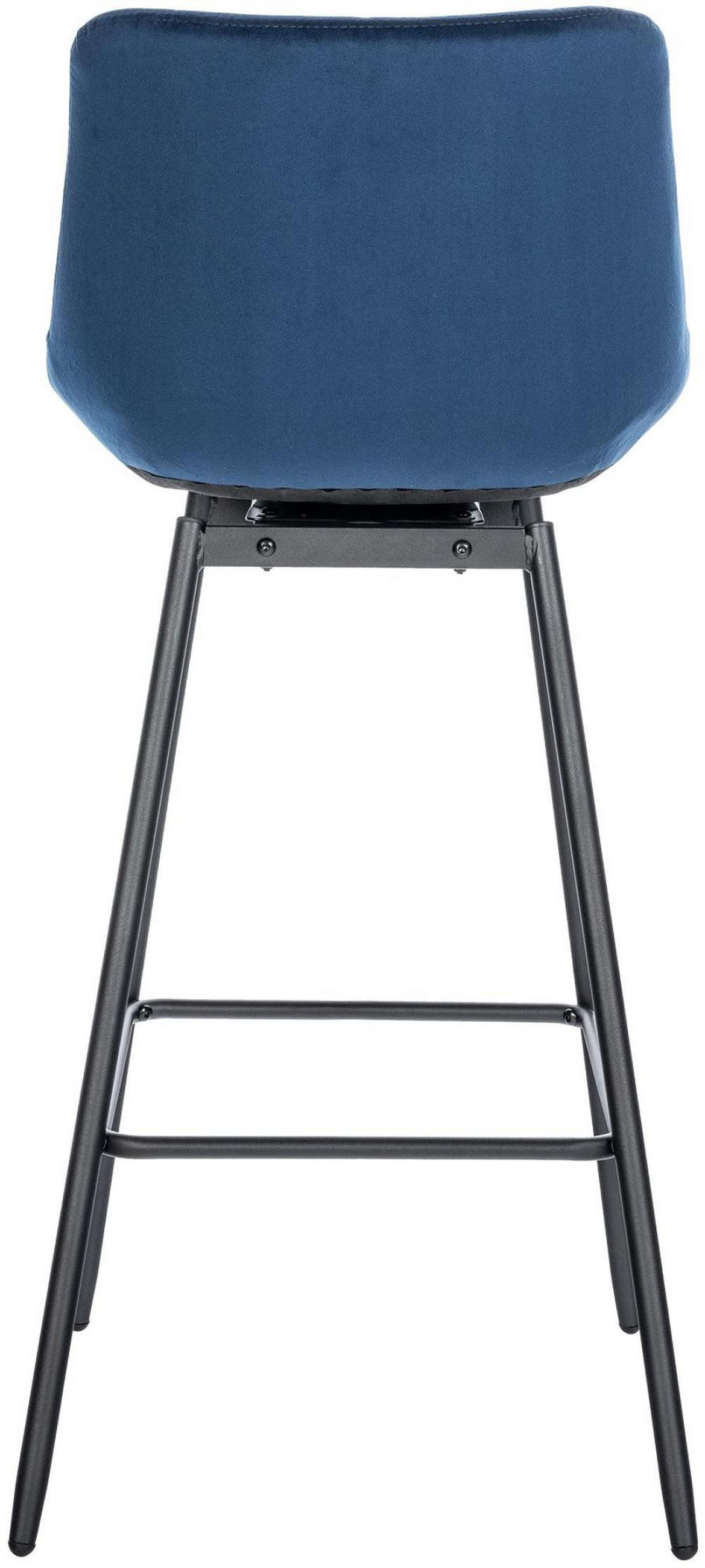 BARHOCKER Samt blau - Blau/Schwarz, Textil/Metall (49/105/56cm) - CLP