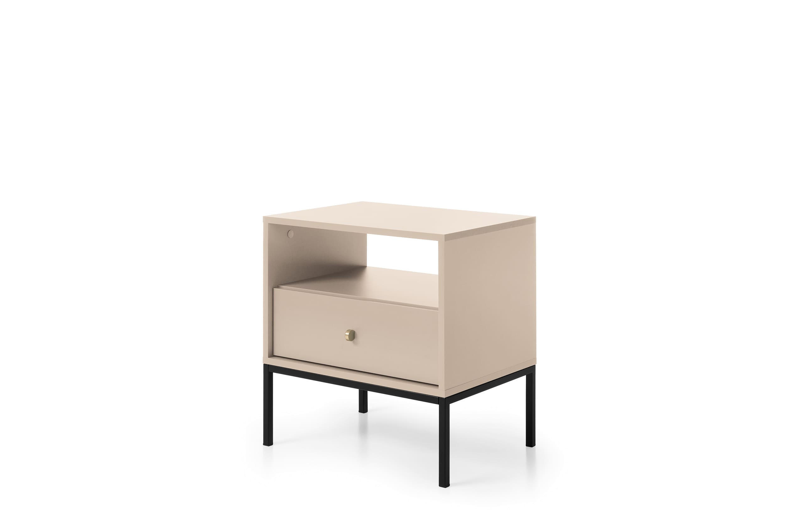 NACHTISCH - Bettisch Melody MS54 Beige + Schwarz - Beige/Schwarz, Holzwerkstoff (54/56/39cm) - Möblo