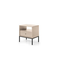NACHTISCH - Bettisch Melody MS54 Beige + Schwarz - Beige/Schwarz, Holzwerkstoff (54/56/39cm) - Möblo