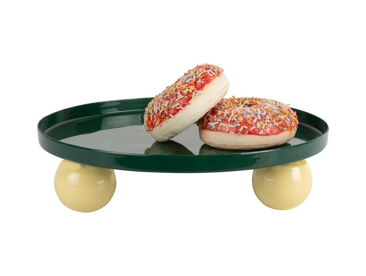 SERVIERTABLETT Double Funky Grün 25/25/6.5 cm - Grün, Metall (25/6.5/25cm) - Present Time