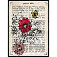 POSTER Von Roten Und Rosa Blumen. A4 Schwarzer Rahmen - Schwarz, Papier (29.7/5/21cm) - Nacnic