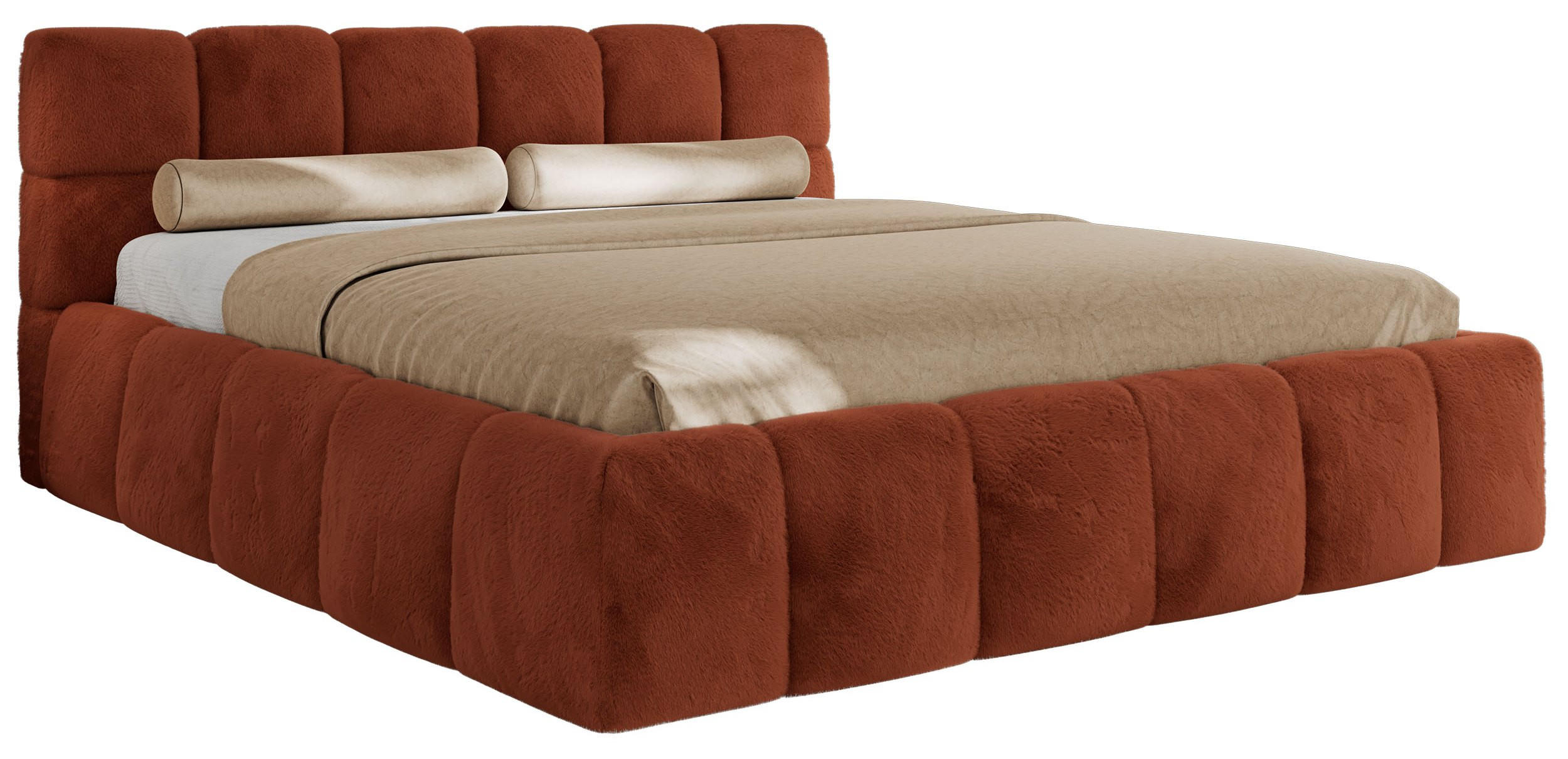 POLSTERBETT NIRA CLASSIC 160/200 - Orange Plüsch - Pocket-Matratze - Orange, Textil (160/200cm) - MKS