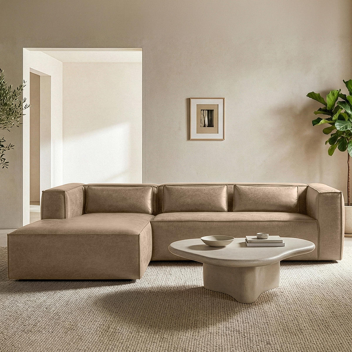 ECKSOFA LINKS FEROX, Beige - Beige, Holz/Holzwerkstoff (300/175cm) - KONSIMO®