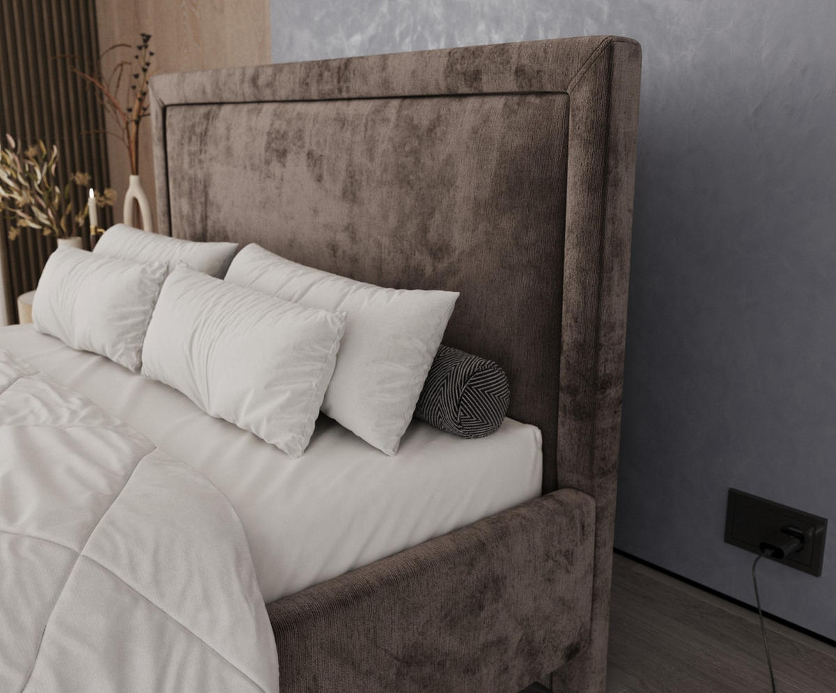 POLSTERBETT Vega 160/200 cm Braun im Lotta Stoff - Naturfarben/Braun, Holz/Holzwerkstoff (160/200cm) - AltaBeds