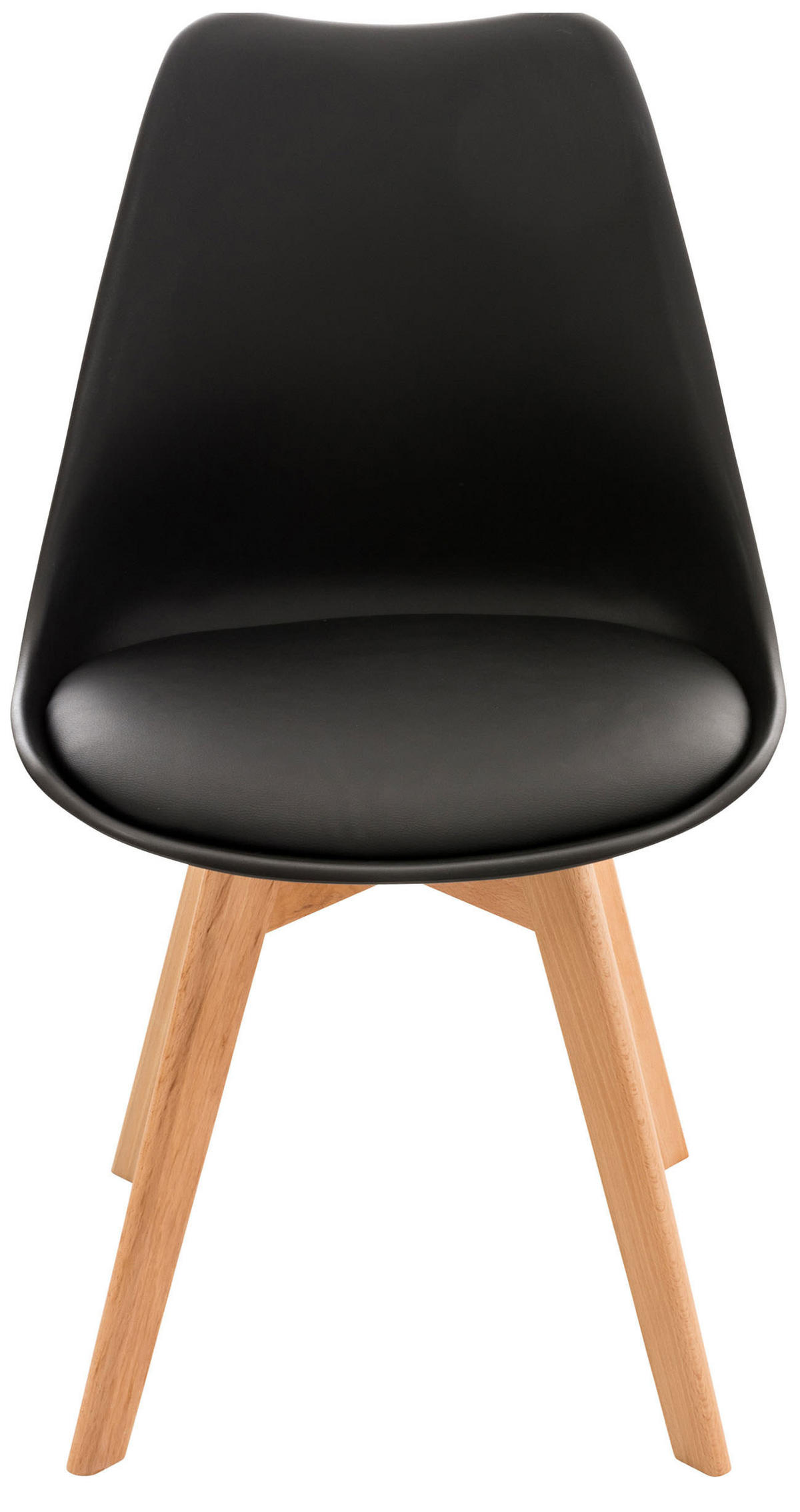 STUHL Kunststoff schwarz - Eukalyptusholzfarben/Schwarz, Holz/Kunststoff (49/83/50cm) - CLP