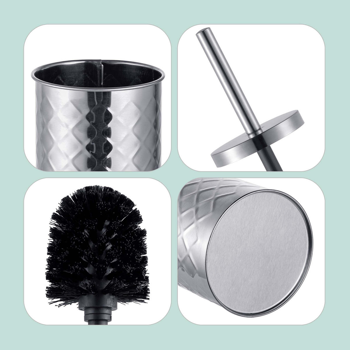 WC-BÜRSTE - Silberfarben, Kunststoff/Metall (9.5/38/9.5cm) - Relaxdays