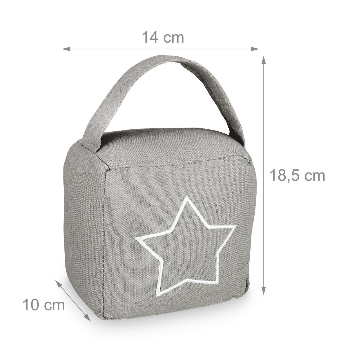 TÜRSTOPPER Dunkelgrau Sack Sternmotiv - Grau, Naturmaterialien/Textil (14/10cm) - Relaxdays