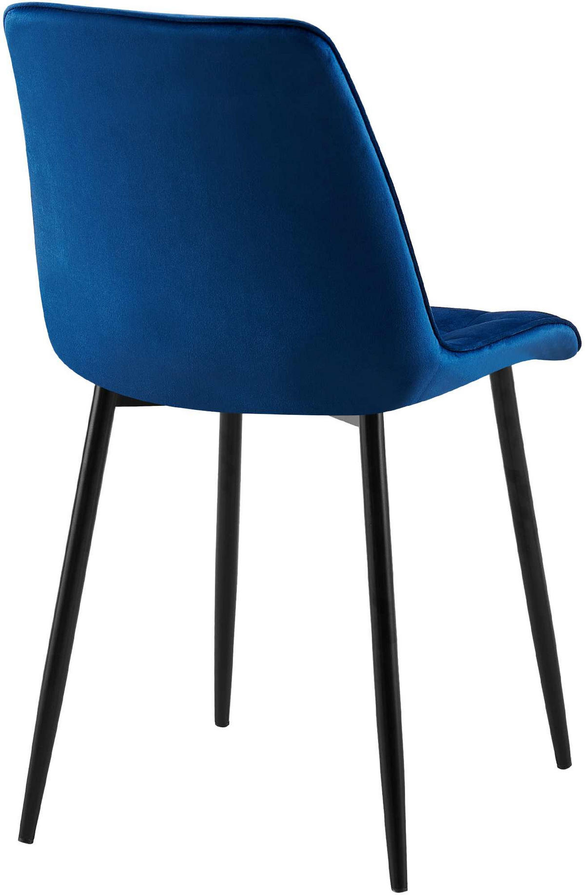 STUHL 2er Set Samt Dunkelblau - Schwarz/Dunkelblau, Textil/Metall (47/89/61cm) - CLP