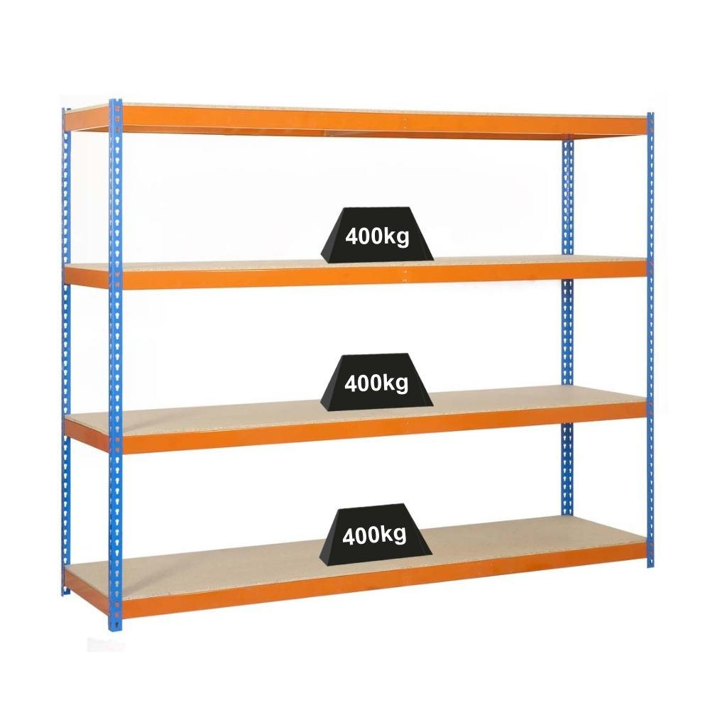 SCHWERLASTREGAL BIG WOOD YETI FOUR | HxBxT 200x150x45cm | Fachlast 400kg | Blau-Orange - Gelb, Metall (150/200/45cm) - PROREGAL