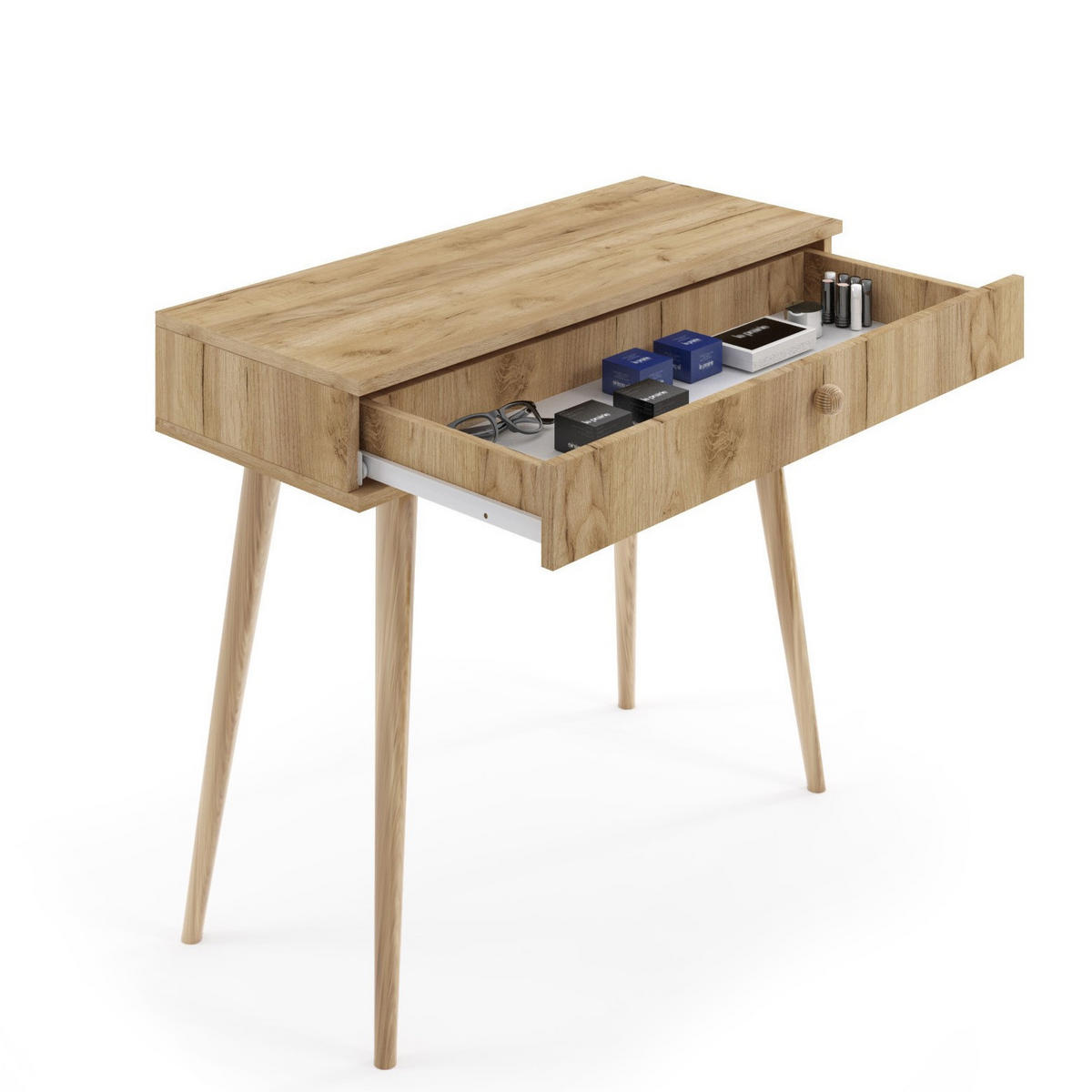 KONSOLENTISCH Ikon, Eiche Kraft, mit Schublade - Eiche Artisan, Holzwerkstoff (39/90/80cm) - Bettso