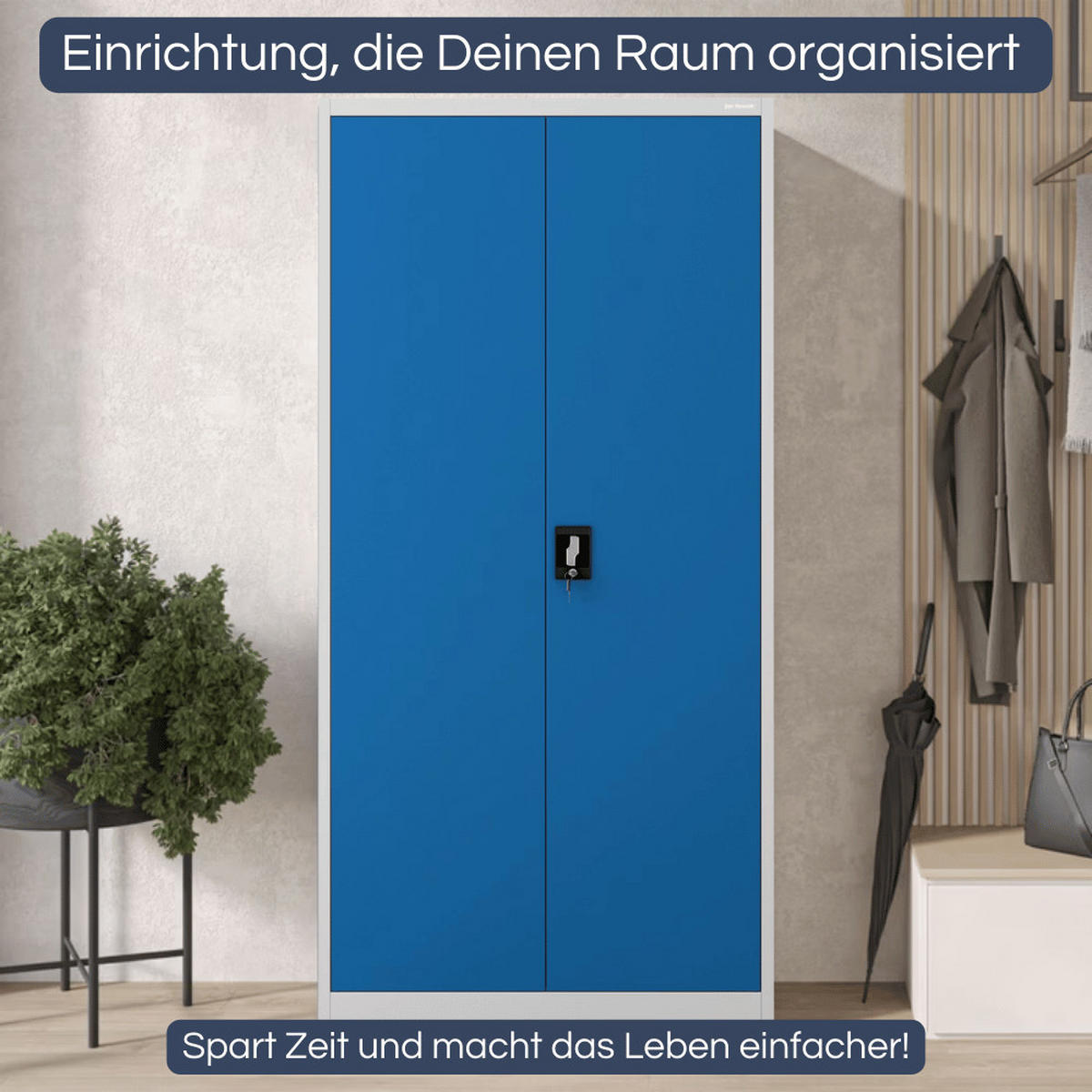 MEHRZWECKSCHRANK Metall abschließbar REKL 185x90x45cm Grau-Blau - Grau, Metall (90/185/45cm) - DELUKE