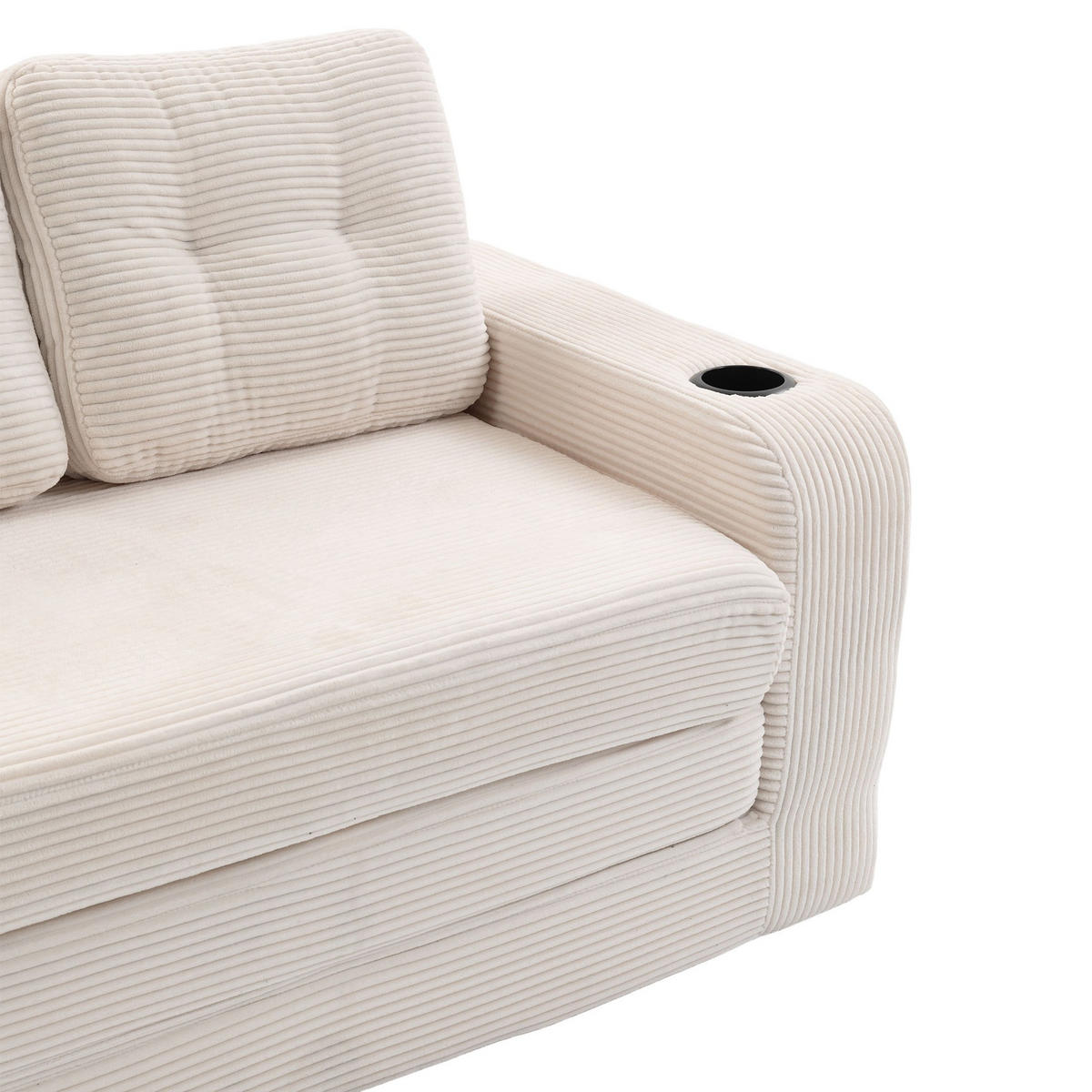 SCHLAFSOFA 2-Sitzer Sofa mit 2 Zierkissen,Lounge Sofa,Polstersofa,Cord,Beige - Beige, Textil (136/82.5/80cm) - LVHOM