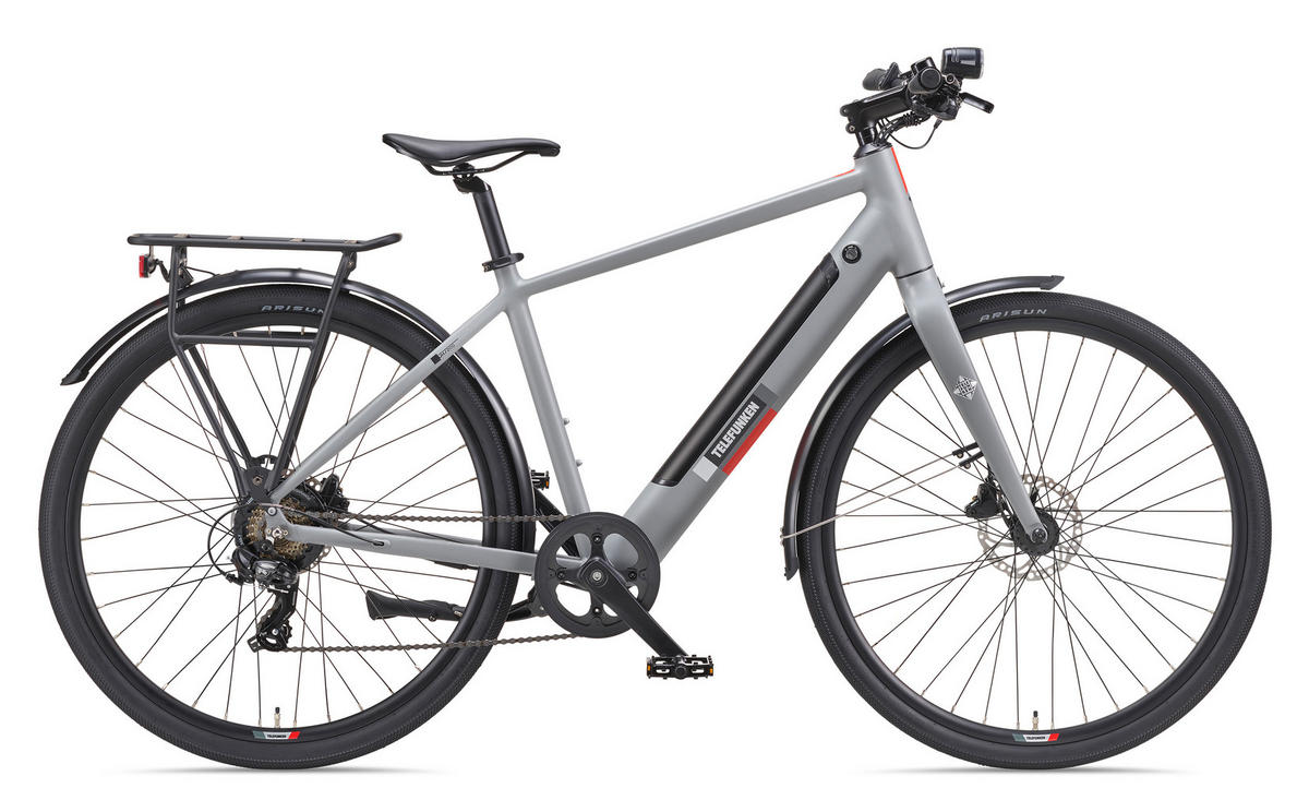 E-BIKE Urban UH200 28 Zoll Pedelec 475,2 Wh Hinterradmotor 7-Gang Kettenschaltung, leicht - Grau, Metall (111.5cm) - Telefunken