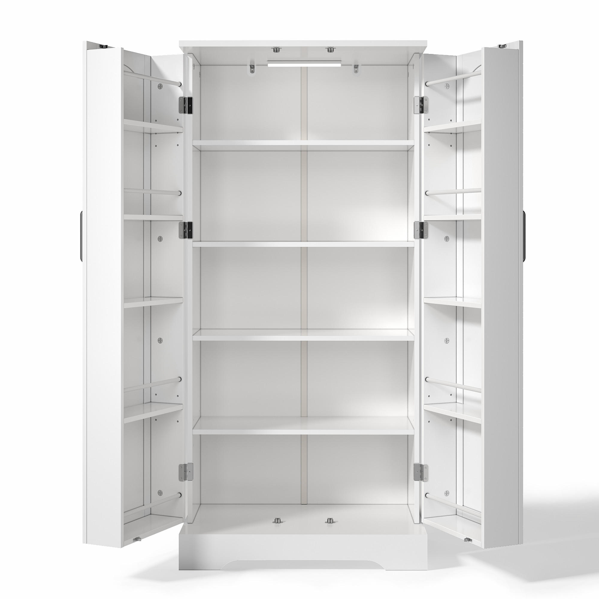 BUFFET 60/35/128 cm Weiß mit LED-Sensorleuchte und Staufach - Weiß, Holz (60/128/35cm) - Oxeza