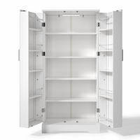 BUFFET 60/35/128 cm Weiß mit LED-Sensorleuchte und Staufach - Weiß, Holz (60/128/35cm) - Oxeza