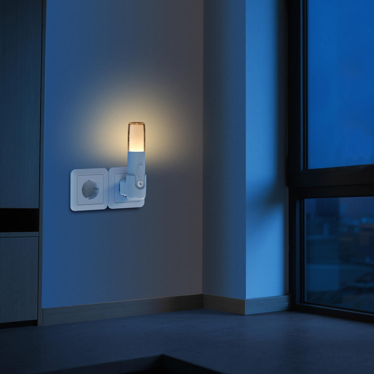 LED-ORIENTIERUNGSLEUCHTE Rund Weiß Kunststoff 2er-Set - Weiß, Kunststoff (9/4/15cm) - Northpoint