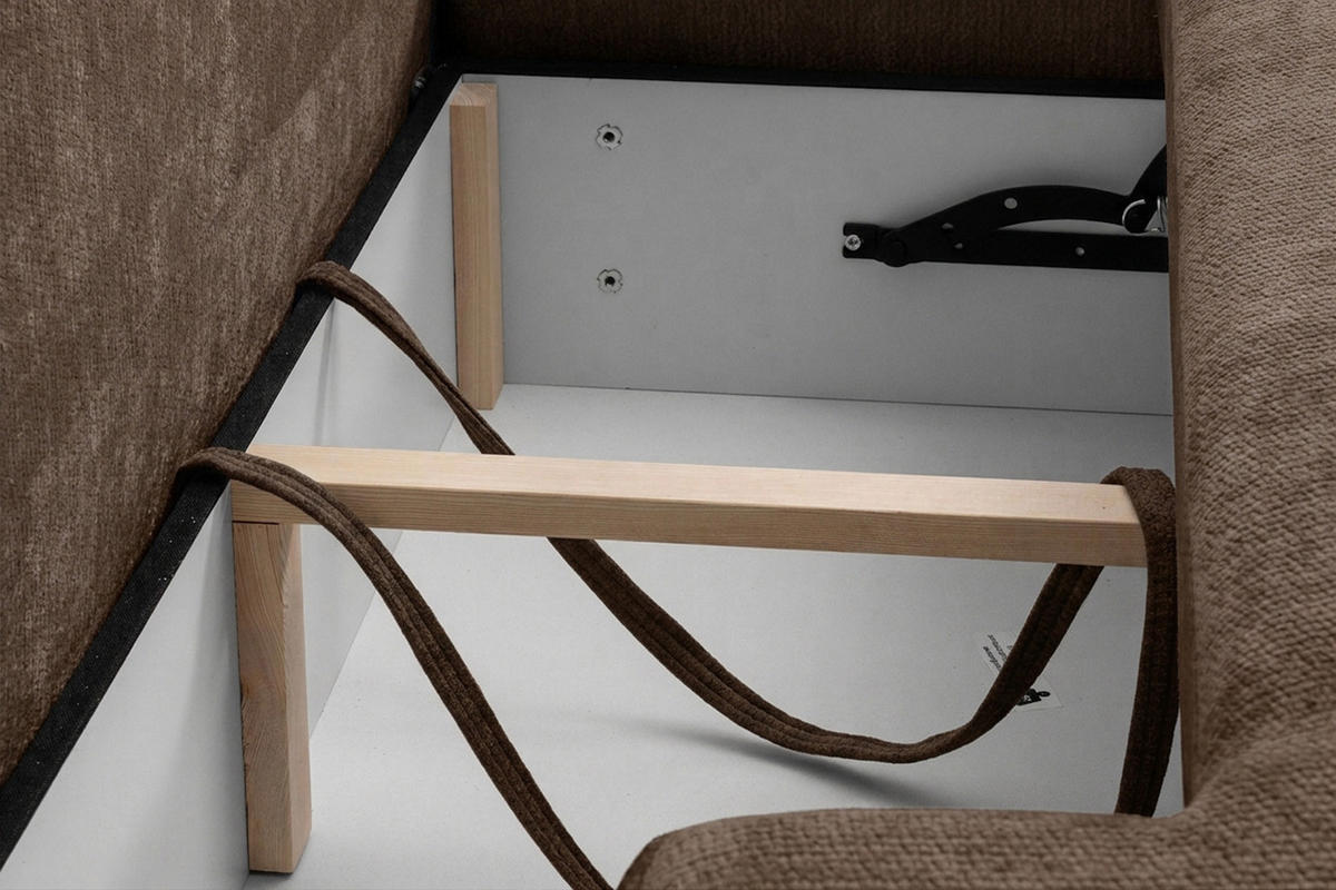 ECKSOFA Mit Schlaffunktion Und Bettkasten, Velvet-Stoff Vena, Dunkelbeige, Rechts, HELA I - Beige, Holz (302/184cm) - Kaiser Möbel