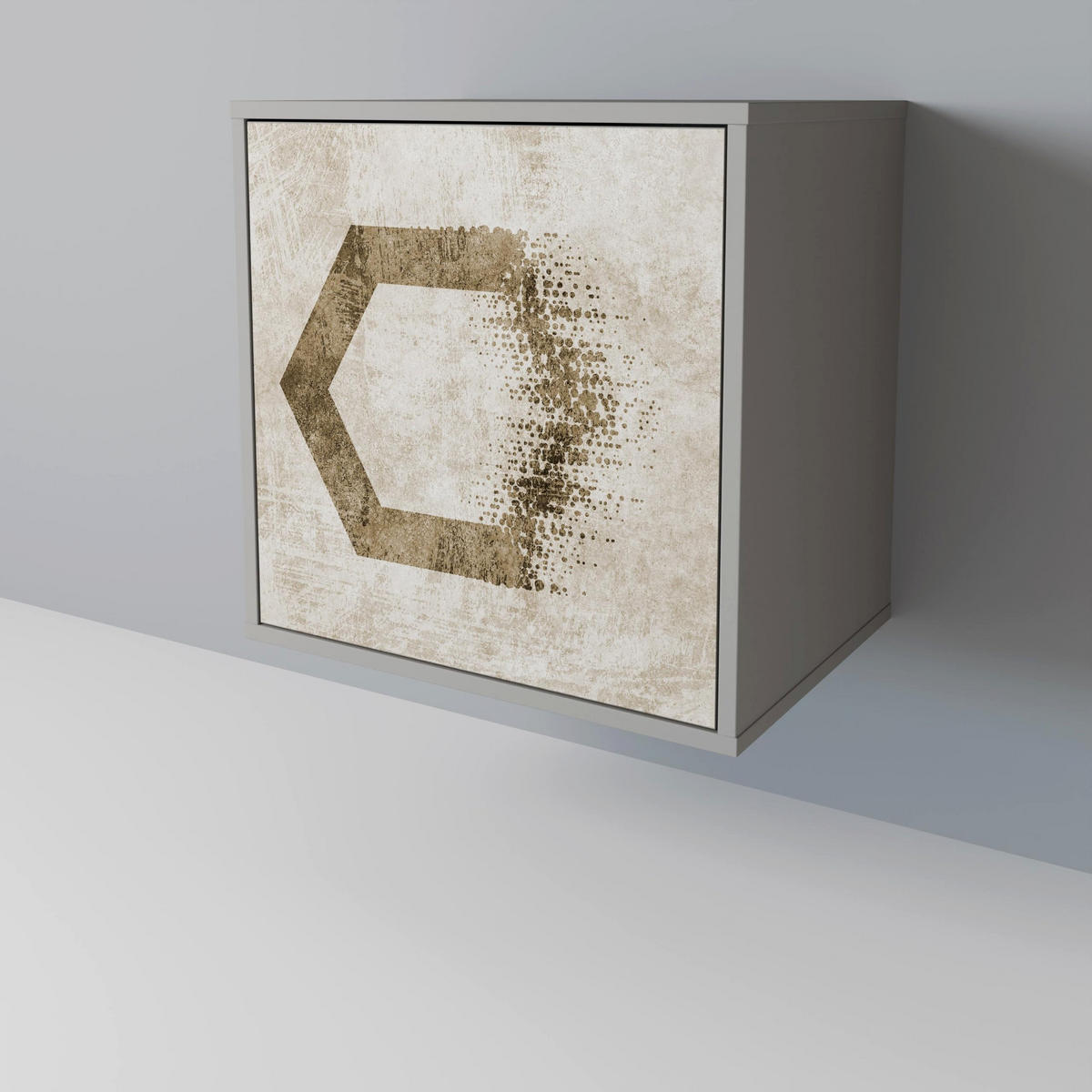 SIDEBOARD HEXAGONAL SHAPES, Grau, 57,5x42x77,5 cm, Schräge Buchenholzfüße - Buchefarben/Multicolor, Holzwerkstoff/Buchenholz (57.5/77.5/42cm) - SpaceRebels