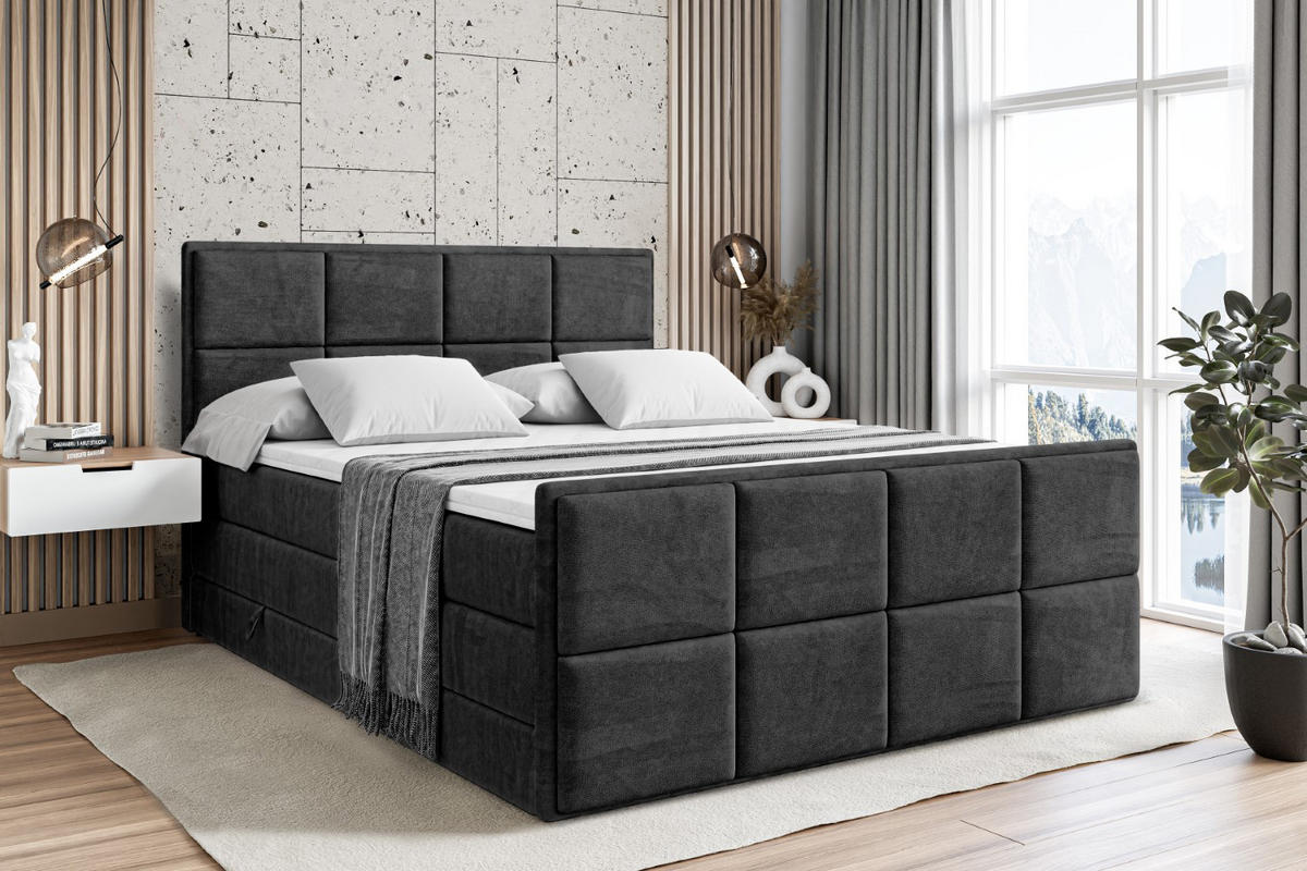 BOXSPRINGBETT NOVA-Z KING - 120 x 200 - H3/H4 - Schwarz - Schwarz, Holzwerkstoff (120/200cm) - ALTDECOR