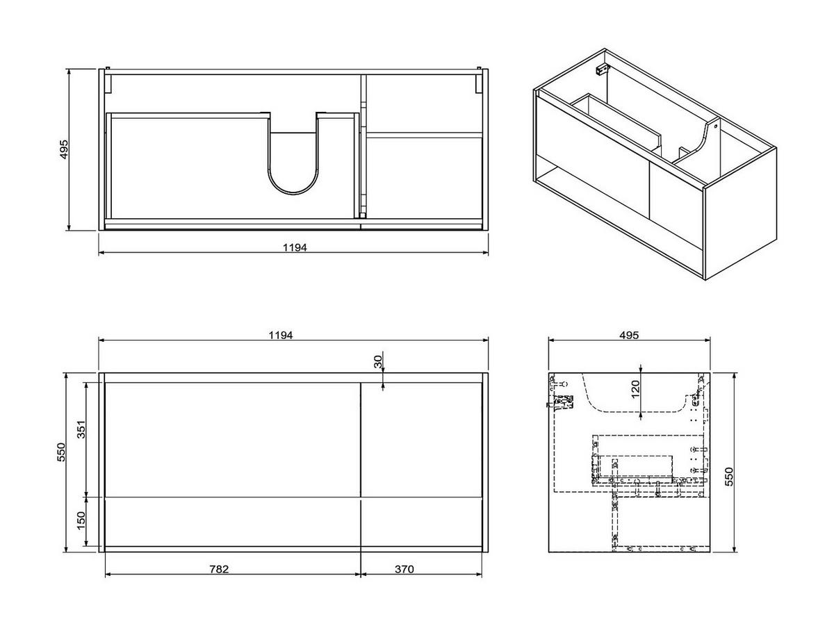 EINZELWASCHTISCH - 120cm x 50cm - Holzspan - naturfarben hell - PUJUKA - Naturfarben, Holz (120/55/50cm) - Vente-Unique