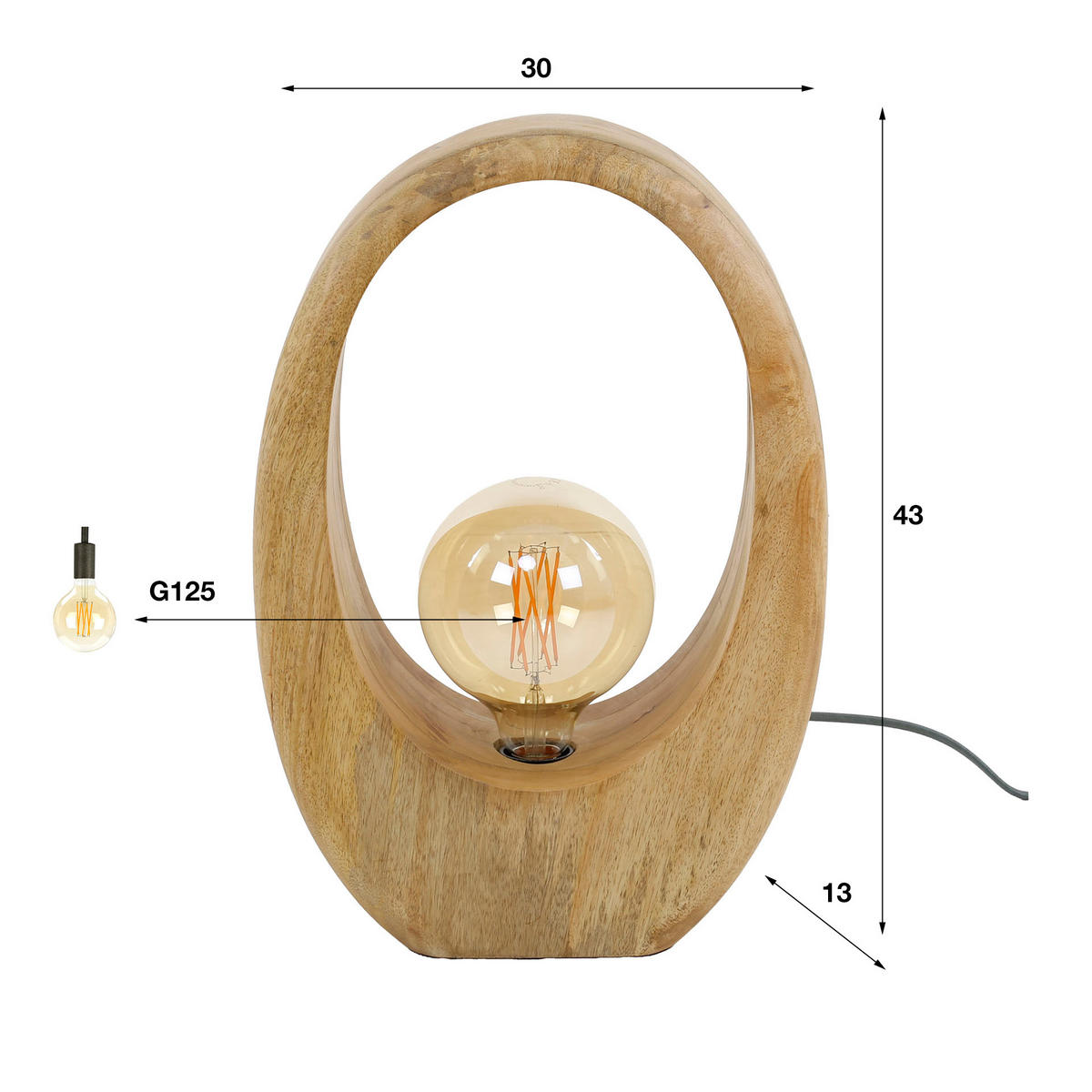 TISCHLEUCHTE Arch Braun 13/30/43 cm - Braun, Holz (13/30/43cm) - Hoyz Collection