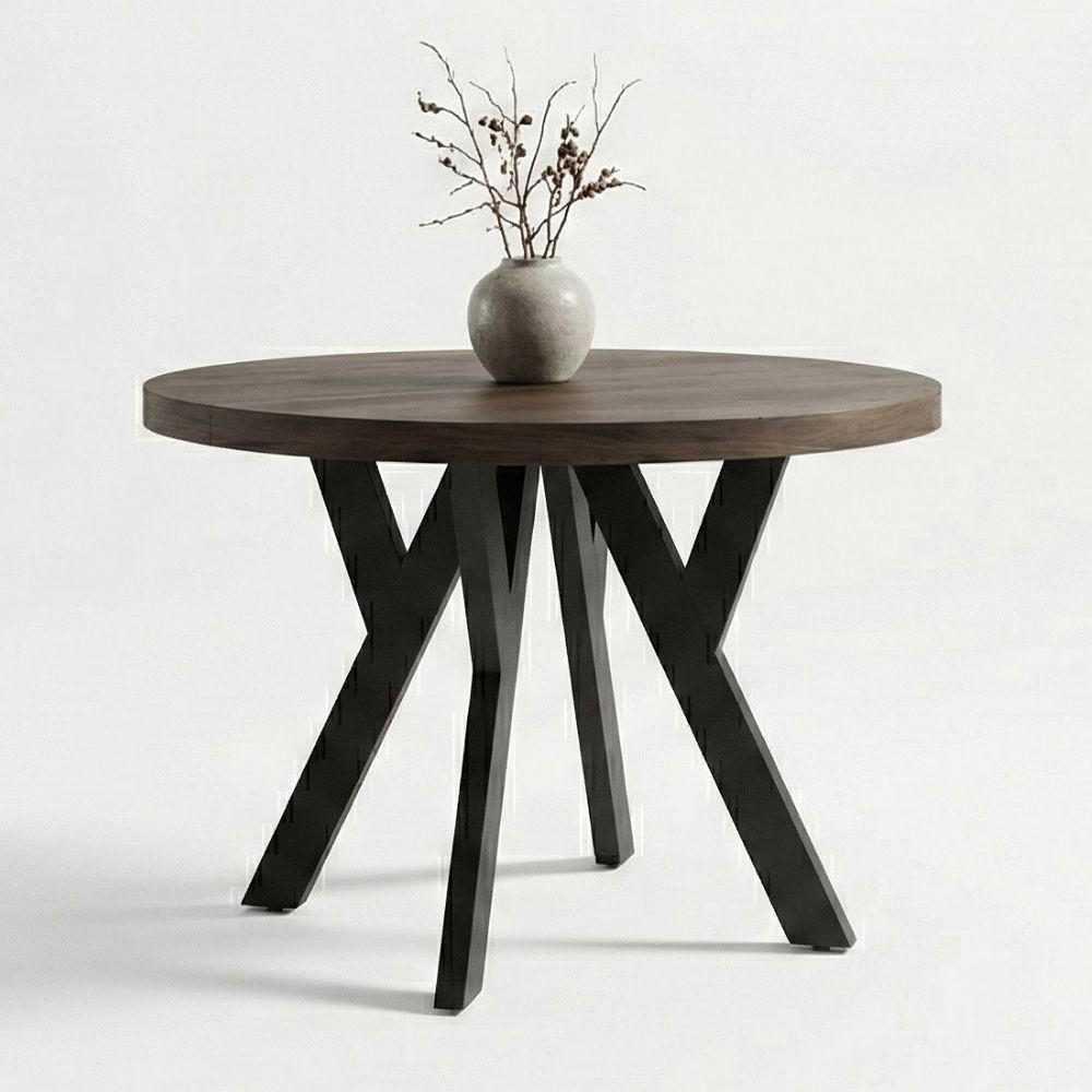 ESSTISCH Runder Ausziehbarer PERO 90/190, Eiche Lefkas/Schwarz - Dunkelbraun, Holz (190/90/77cm) - Dekori_Interiors