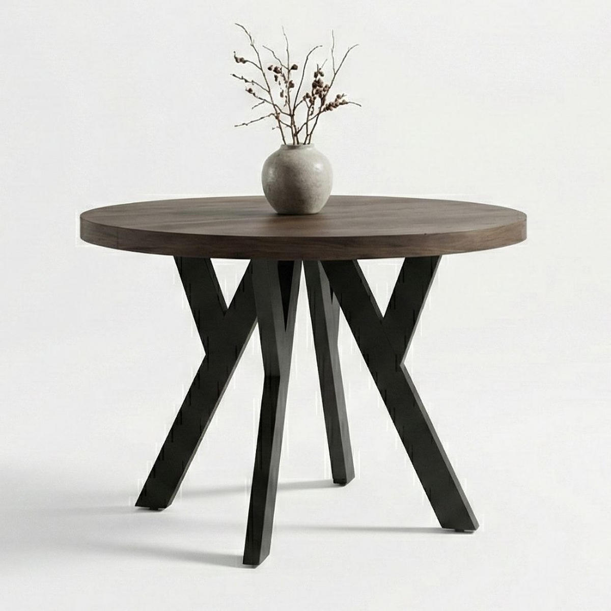 ESSTISCH Runder Ausziehbarer PERO 90/190, Eiche Lefkas/Schwarz - Dunkelbraun, Holz (190/90/77cm) - Dekori_Interiors