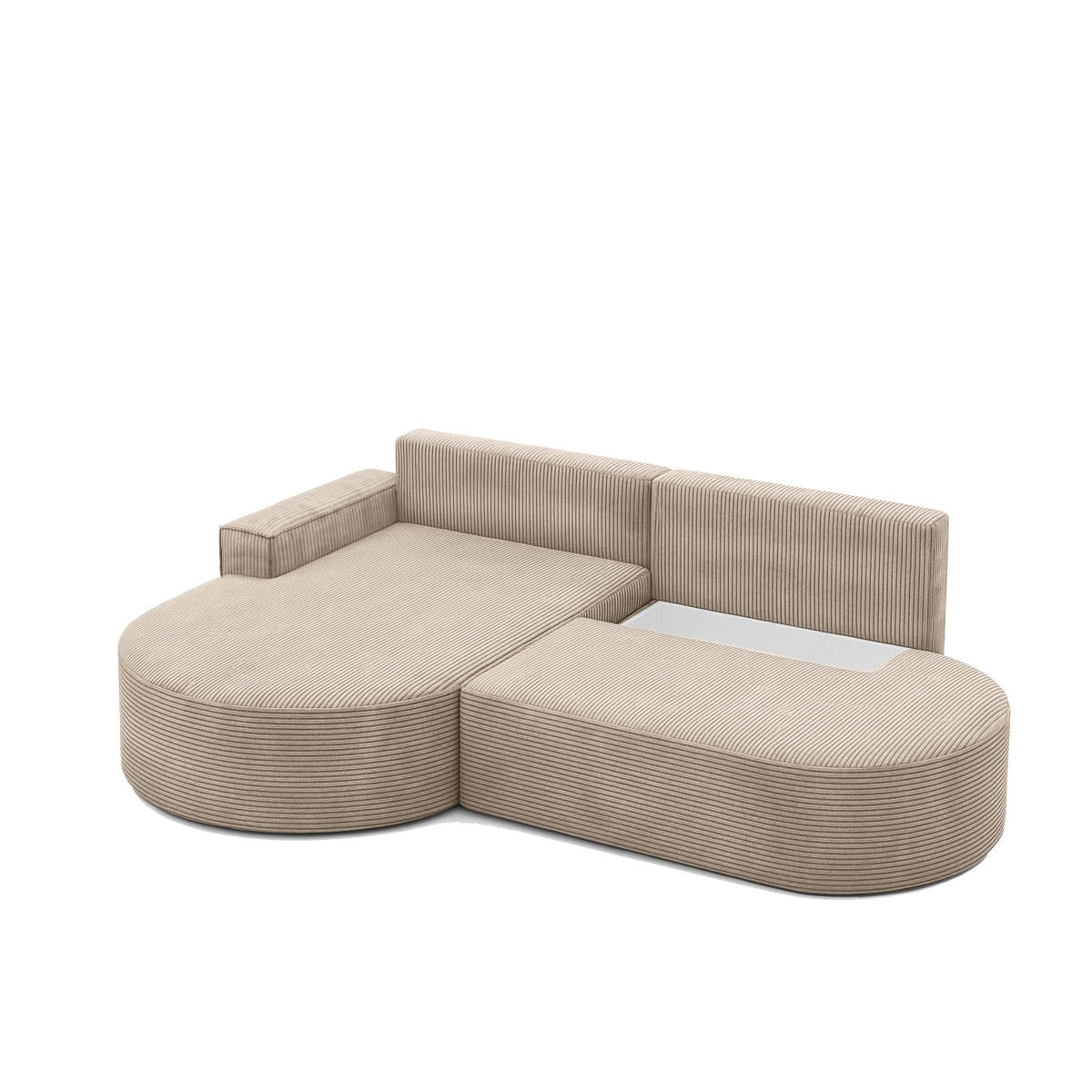ECKSOFA Modena Pro - Komfort Und Stil Stoff Poso Dunkelbeige Links - Sandfarben, Holz (179/278cm) - Kaiser Möbel