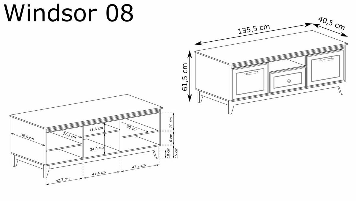 TV-SCHRANK WINDSOR W-8 - Kaschmir, Holzwerkstoff (41/62/136cm) - Meblini