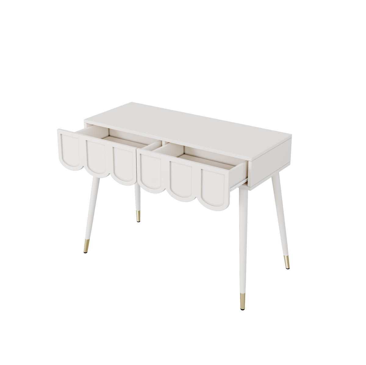 SCHMINKTISCH in Weiß Frisiertisch mit 2 Schubladen,Metallfüßen für Schlafzimmer B100/T40/H76cm - Weiß, Holzwerkstoff/Metall (100/76/40cm) - STILVORA