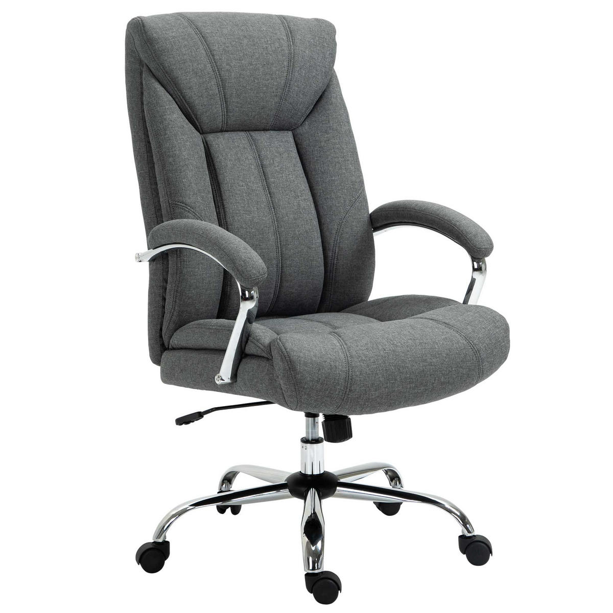 BÜROSTUHL DE-05112 Wippfunktion, Kopfstütze & höhenverstellbar Grau - Grau, Metall (78/118/65cm) - ComfortXL