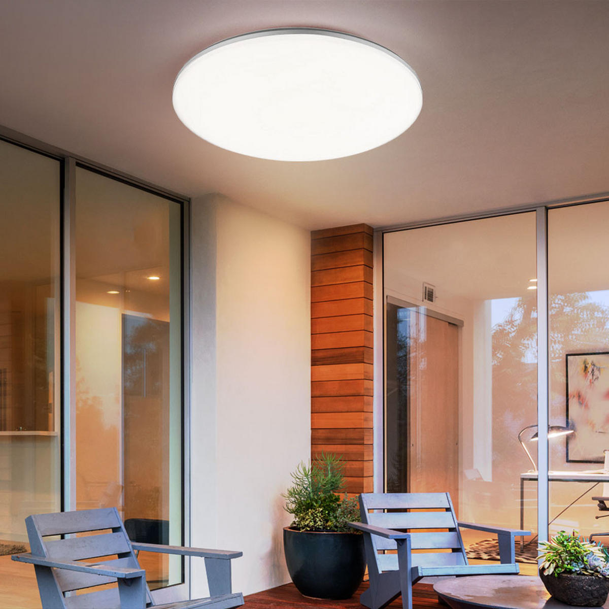 LED AUSSENDECKENLEUCHTE DORI Weiß Opal - Weiß, Kunststoff (33/33/5.6cm) - Globo Lighting