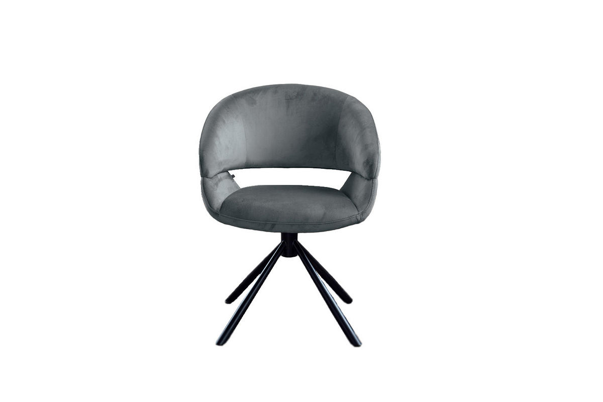 ESSZIMMERSTUHL LARA Grau Velvet - Schwarz/Grau, Kunststoff/Textil (61/82/62cm) - KAWOLA
