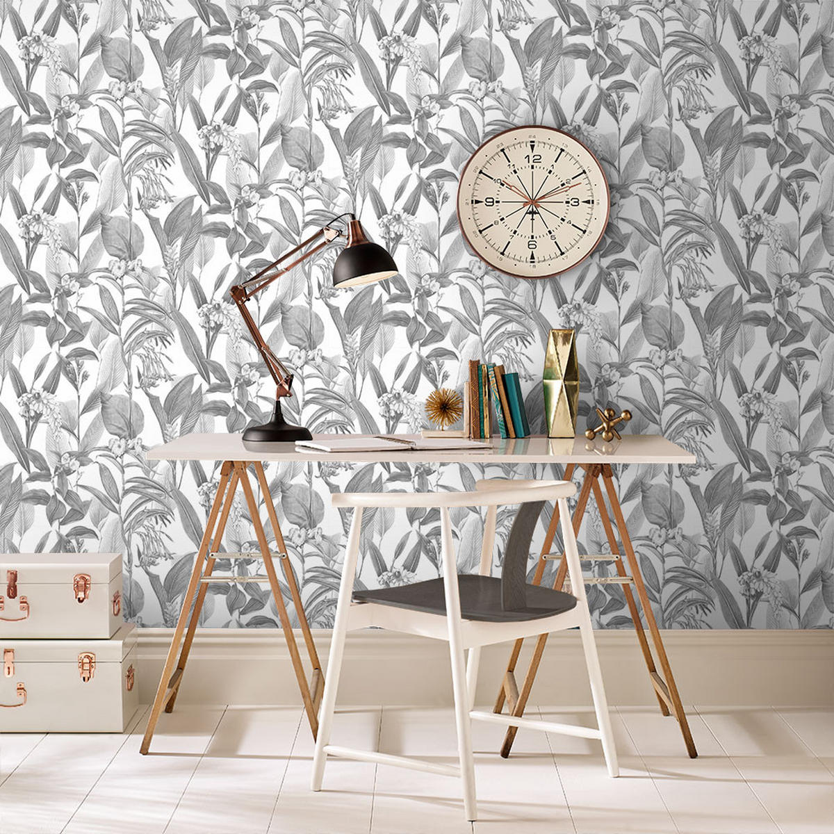 VLIESTAPETE - Botanischer Schatten - Grau, Papier/Kunststoff (52/1005cm) - Graham & Brown