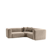 ECKSOFA Modulares, Corner Mini, Velvet-Stoff Bluvel, Latte, GRETA - Hellbraun, Holz (190/190cm) - Kaiser Möbel