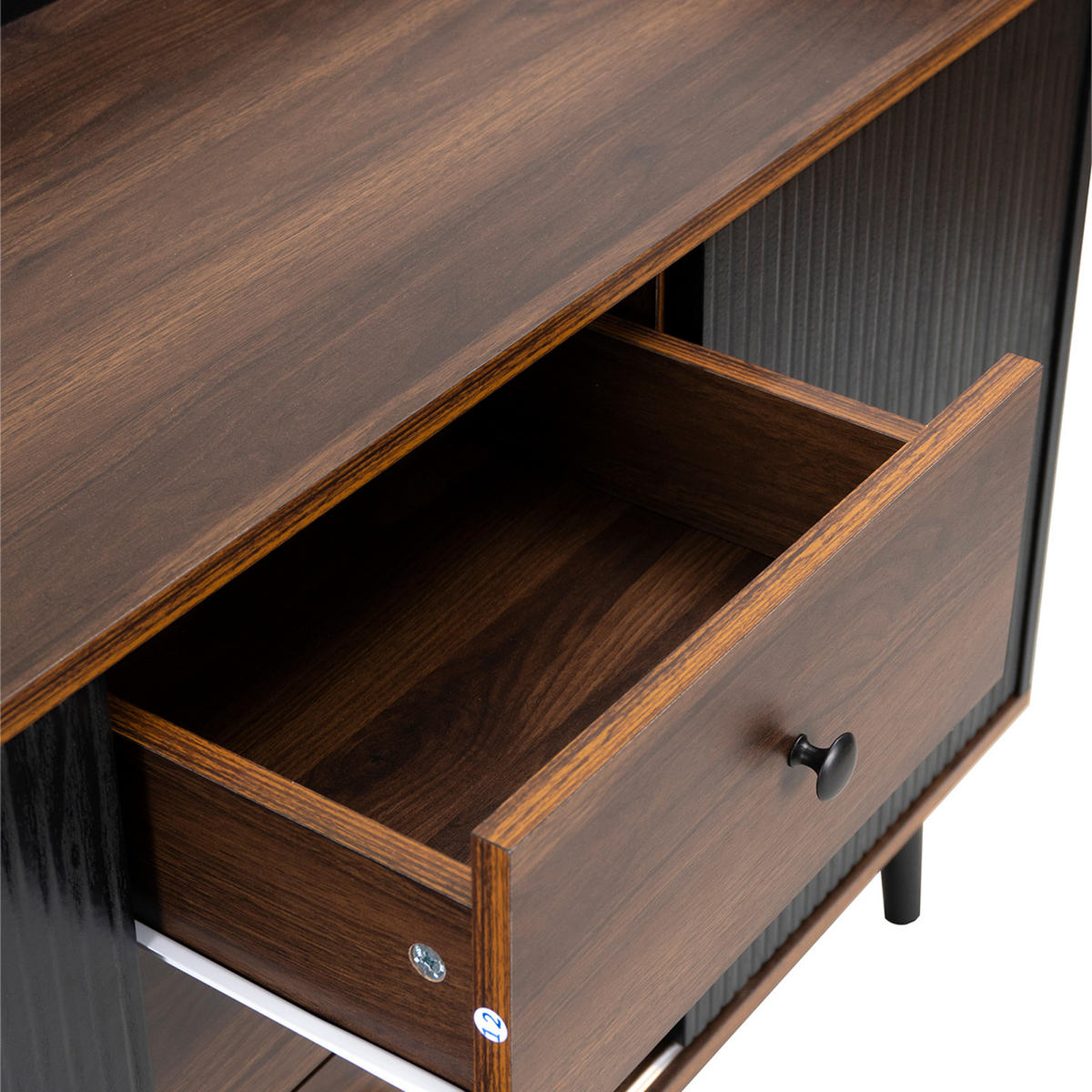 SIDEBOARD 117x39x79 cm Schwarz, 3 Schubladen, 2 Schiebetüren, Holzbeine, Modern - Schwarz, Holz (117/79/39cm) - PARAFTA HOME