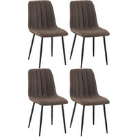 STUHL 4er Set Stoff Braun - Schwarz/Braun, Textil/Metall (45/88/53cm) - CLP