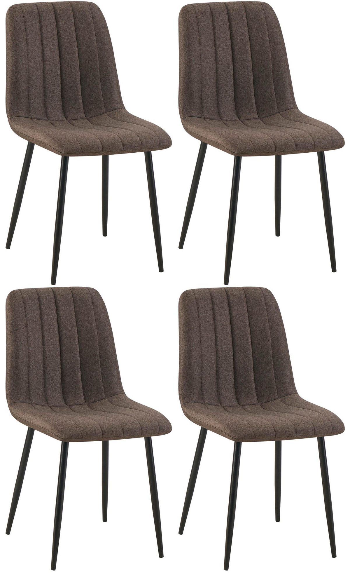 STUHL 4er Set Stoff Braun - Schwarz/Braun, Textil/Metall (45/88/53cm) - CLP