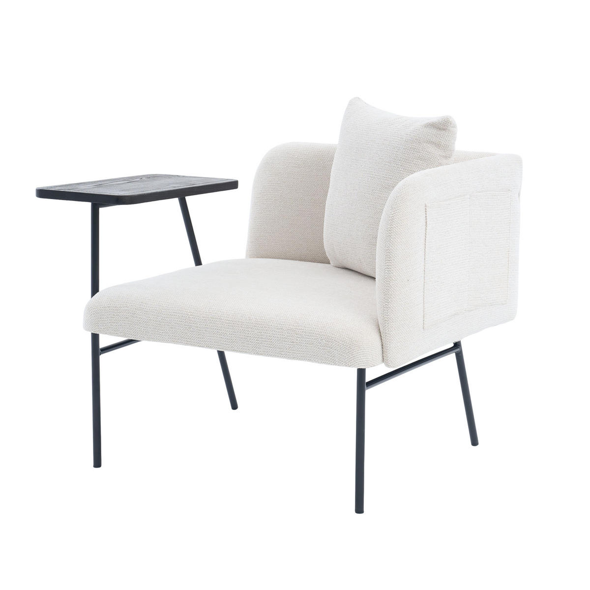 SESSEL mit Beistelltisch und zwei Staufächern, DE-42263, Beige - Beige, Metall (86/71/72cm) - ComfortXL