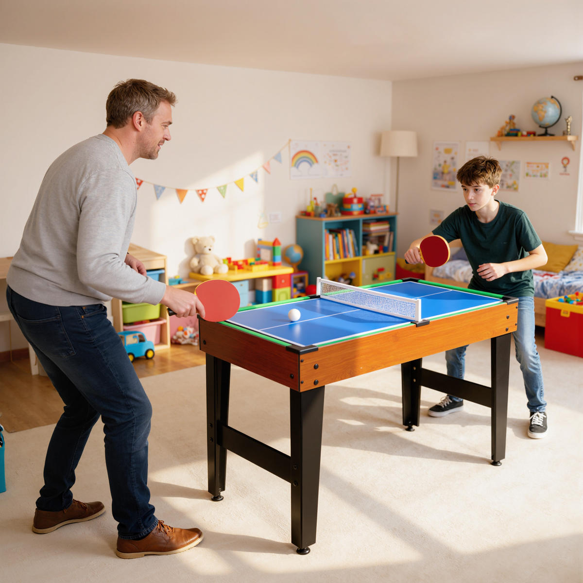 MULTISPIELTISCH 5-in-1 DE-10821 53 Zubehörteile Walnuss - Walnussfarben, Holzwerkstoff (108/134cm) - ComfortXL
