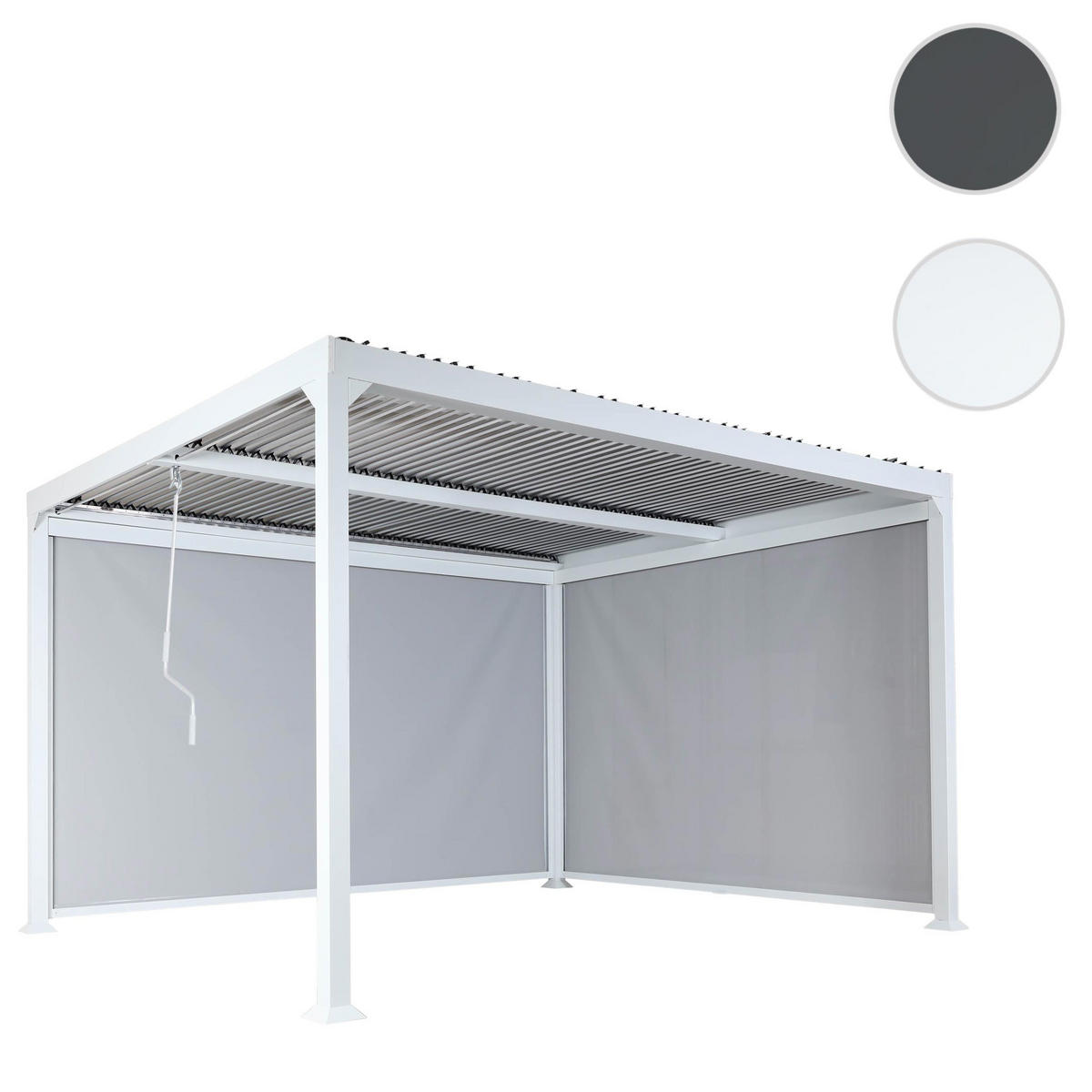 ALU PERGOLA MIT SEITENWAND Weiß - Weiß, Metall (306/224/368cm) - MCW