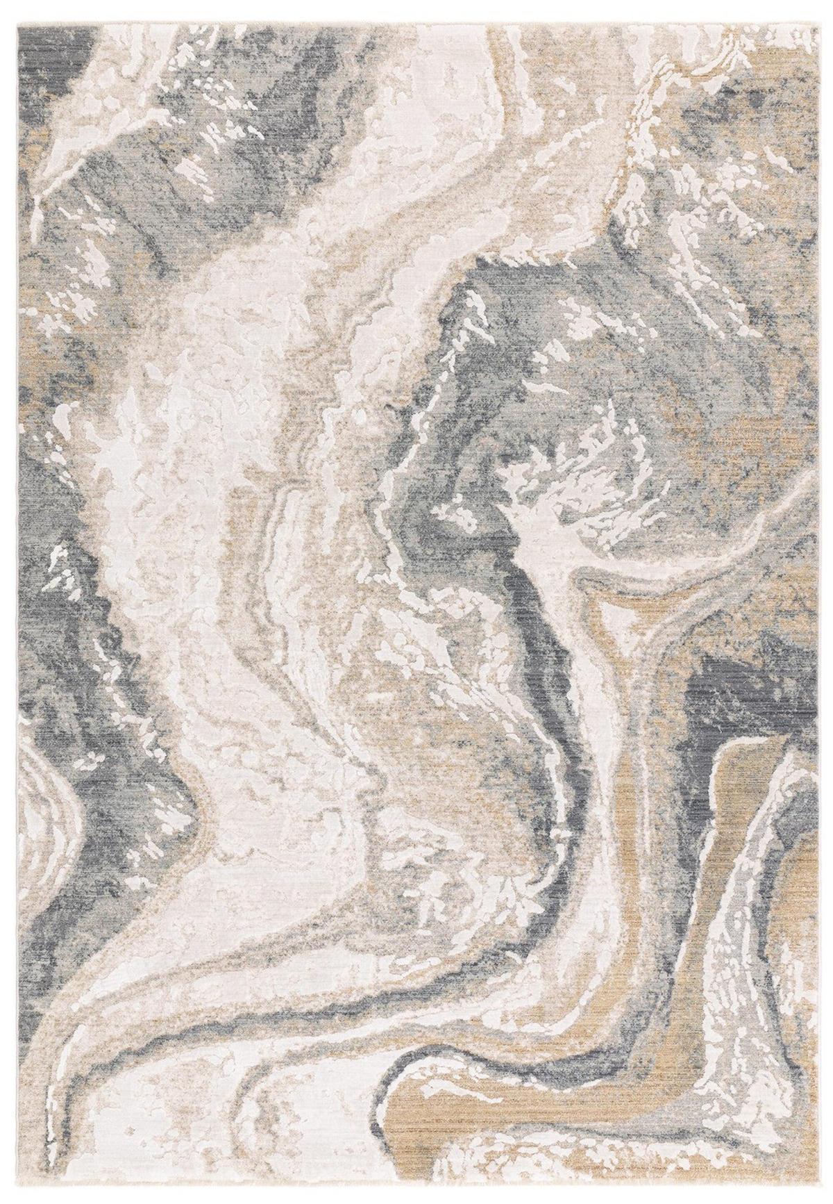 TEPPICH Velours abstrakt Marmoroptik pflegeleicht strapazierfähig Naturtöne SIENA-Elsa, Grau-Beige 200x300 cm - Grau, Textil (200/300cm) - KADIMA DESIGN