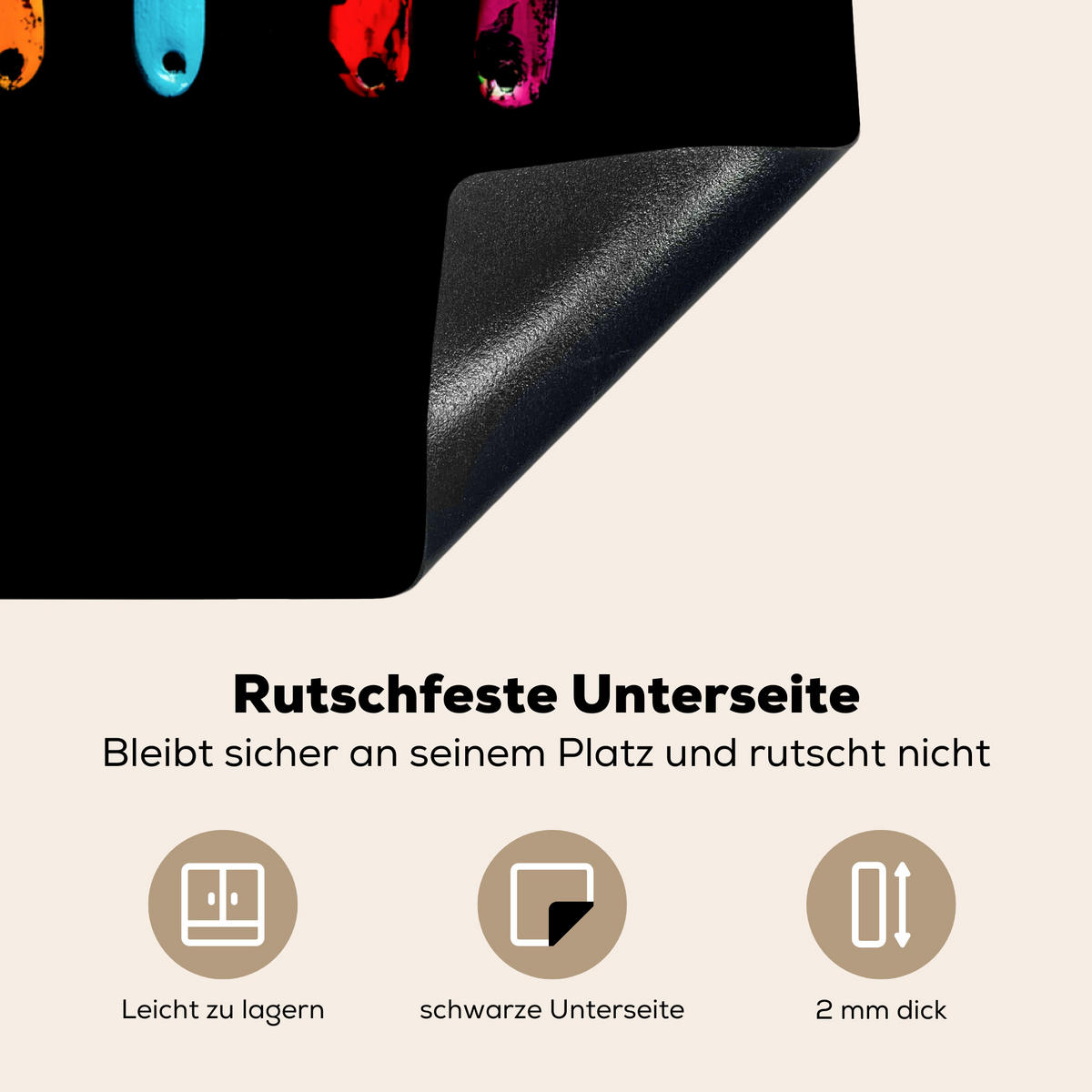 HERDABDECKPLATTE Löffel - Gewürze - Modern - Graffiti - Farbe - Farbenfroh 78x78 cm - Multicolor, Kunststoff (78/0.2/78cm) - MuchoWow