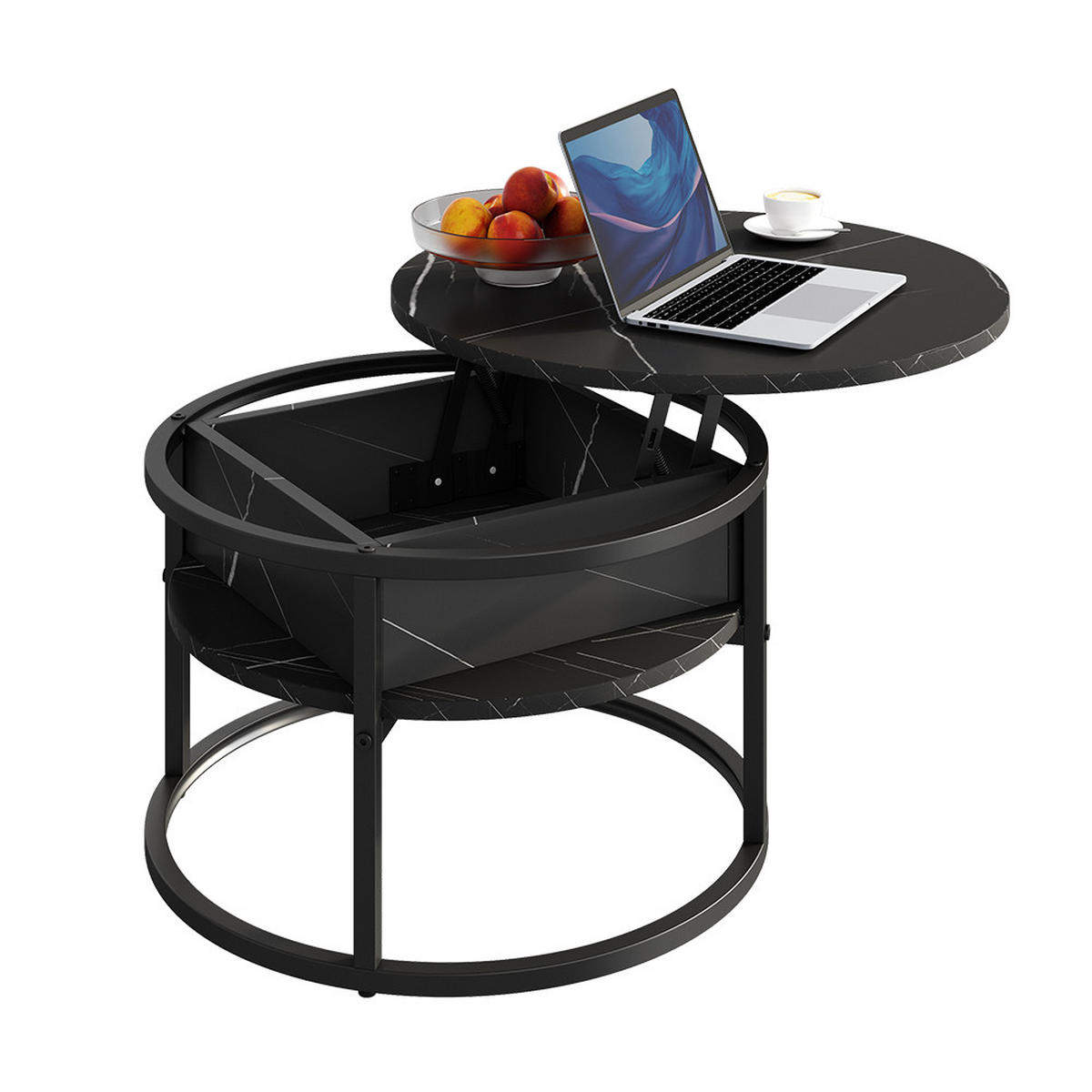 COUCHTISCH Marlo Schwarz/Marmor-Weiß 57 x 57 cm - Schwarz/Weiß, Holzwerkstoff (57/57/47.5cm) - Vicco