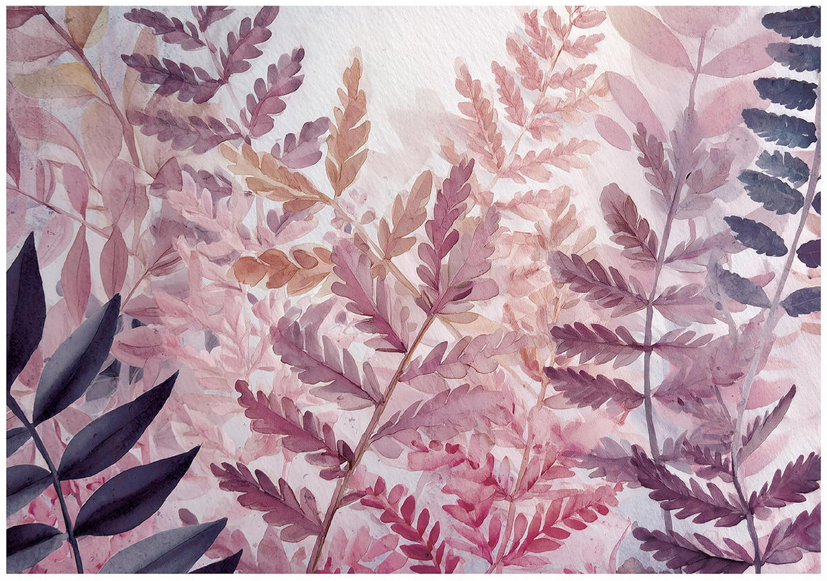 FOTOTAPETE Blätter Farne Lila 250x175 cm - Multicolor, Papier (250/175cm) - Wallarena