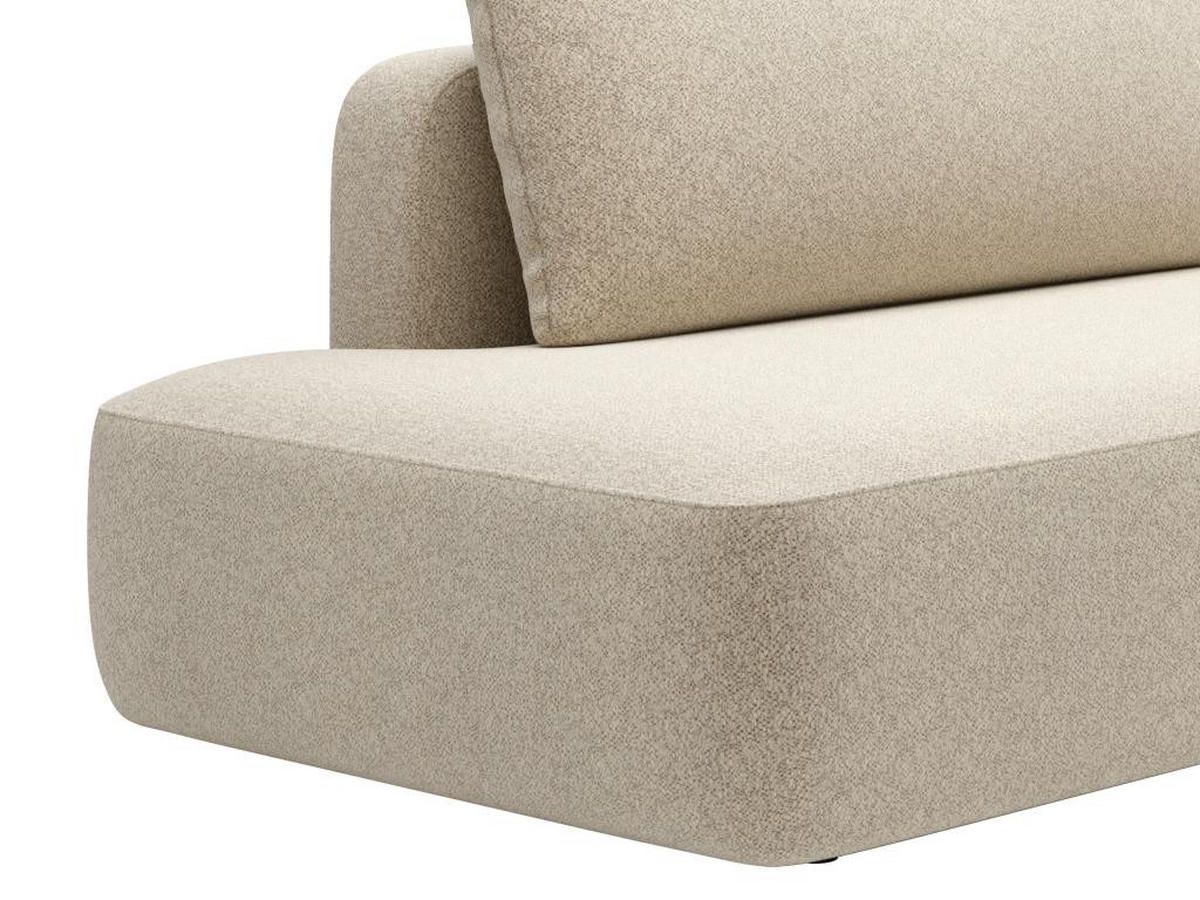 ECKSOFA mit Schlaffunktion - Ecke rechts - einseitige Armlehne - melierter Stoff - Beige - DAVISO - Creme, Textil (276/164cm) - Vente-Unique