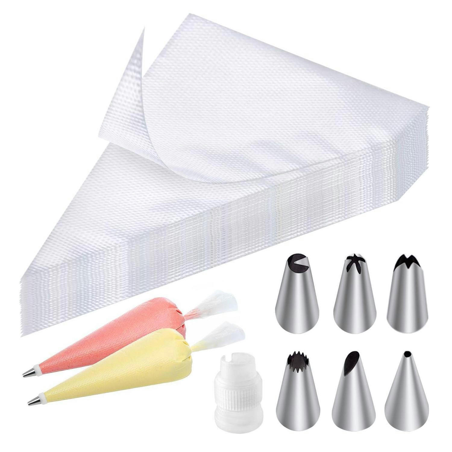 SPRITZTÜTEN Set 100 Stück mit 6 Spritztüllen und 1 Kupplung - Transparent, Kunststoff (15.5/1/26.5cm)
