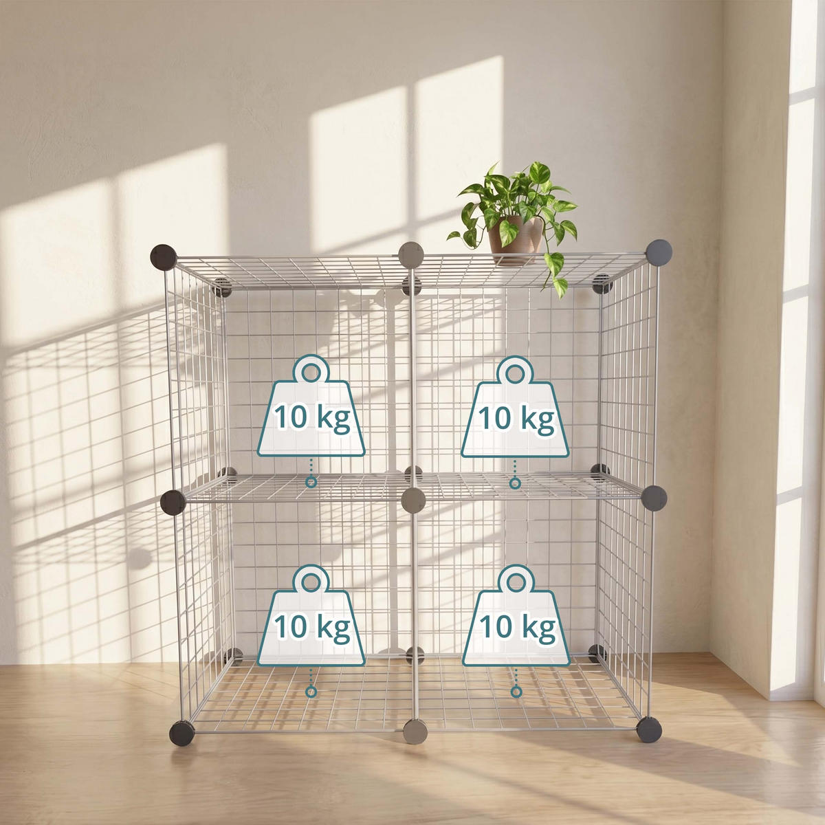 MODULÁRNÍ regál - stříbrná, kov (75/75/37cm) - Relaxdays